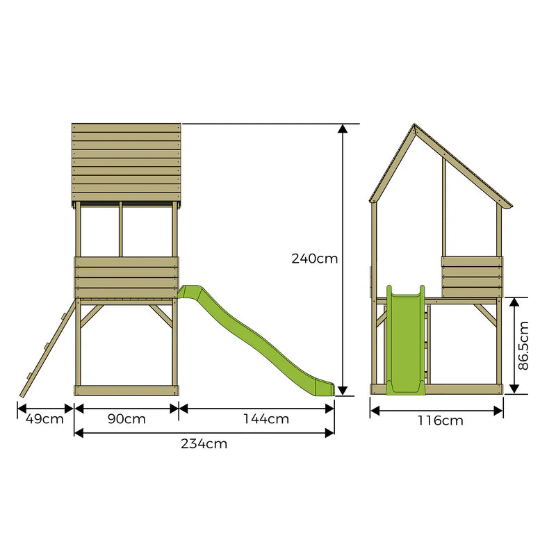 TP Wooden Tower Playhouse With Slide