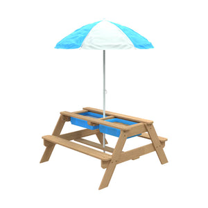 Wooden Picnic Table With Sandpit & Parasol FSC