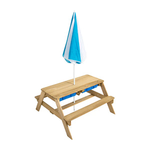 Wooden Picnic Table With Sandpit & Parasol FSC