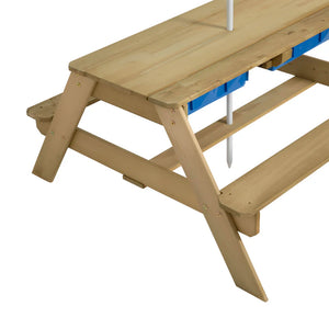 Wooden Picnic Table With Sandpit & Parasol FSC