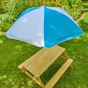 Wooden Picnic Table With Sandpit & Parasol FSC