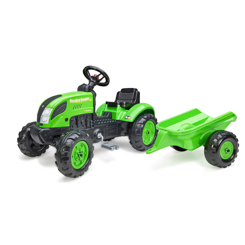 Country Farmer Pedal Tractor With Trailer - Green