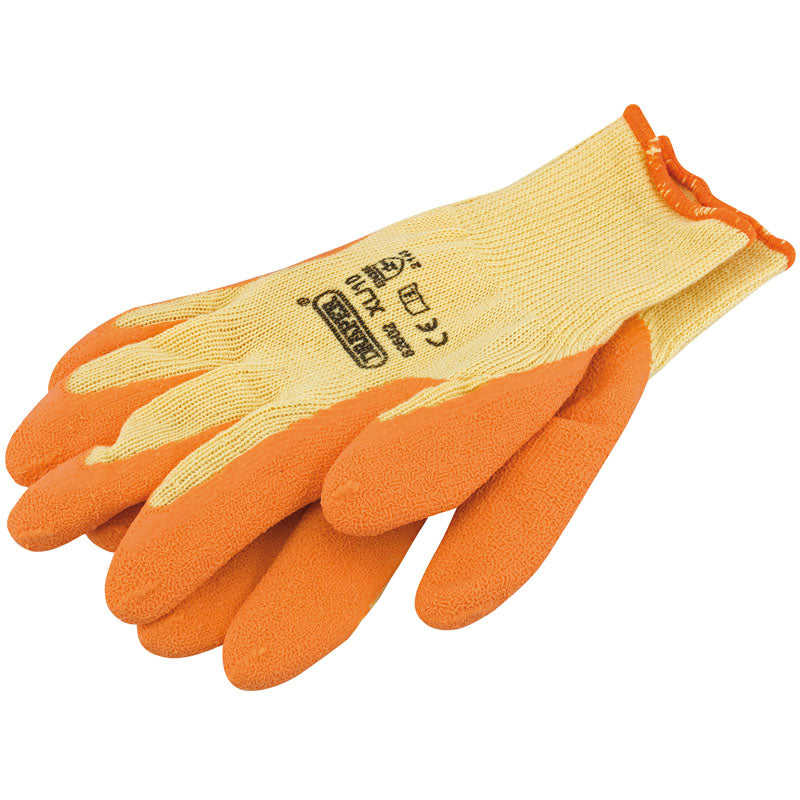 (D) Orange Heavy Duty Latex Coated Work Gloves - Extra Large