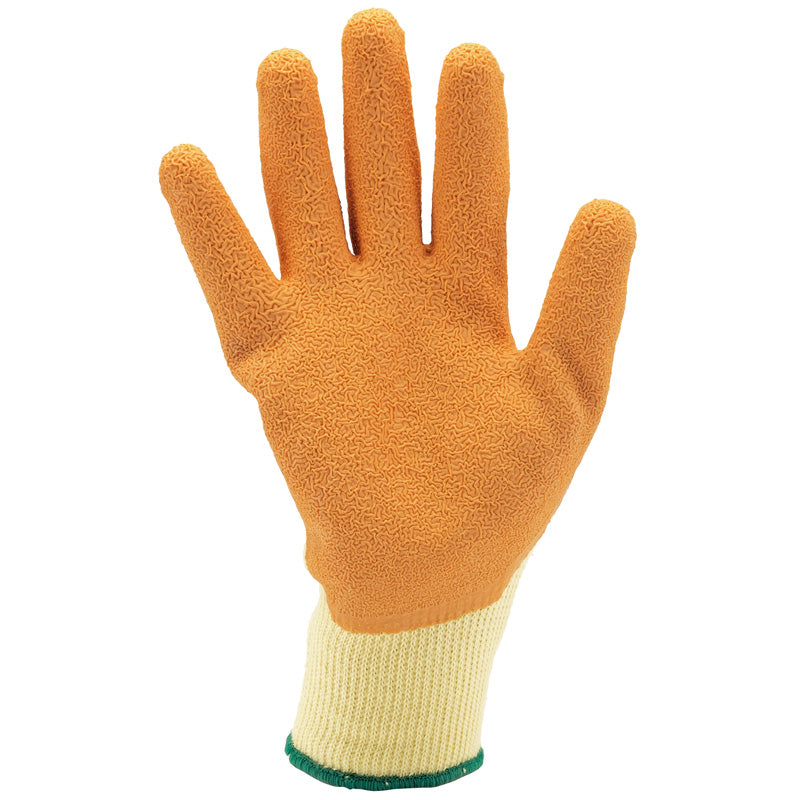 (D) Orange Heavy Duty Latex Coated Work Gloves - Large