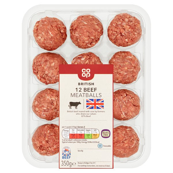 Co-op British Fresh Beef Meatballs 350g