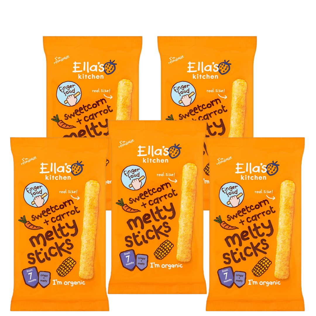 (IP) 96897 Ella's Kitchen Organic Melty Sticks, Sweetcorn & Carrot, 5 x 17g