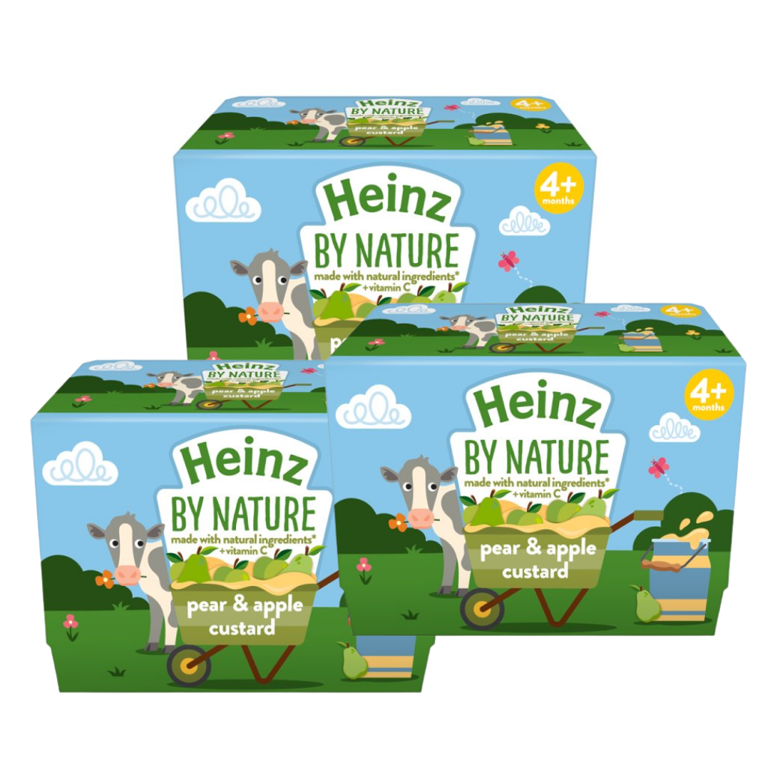 (IP) 44642 Heinz Pear & Apple Custard, 3 x 4 pack 100g