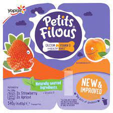 Yoplait Petits Filous Big Pot Strawberry Apricot 4pk